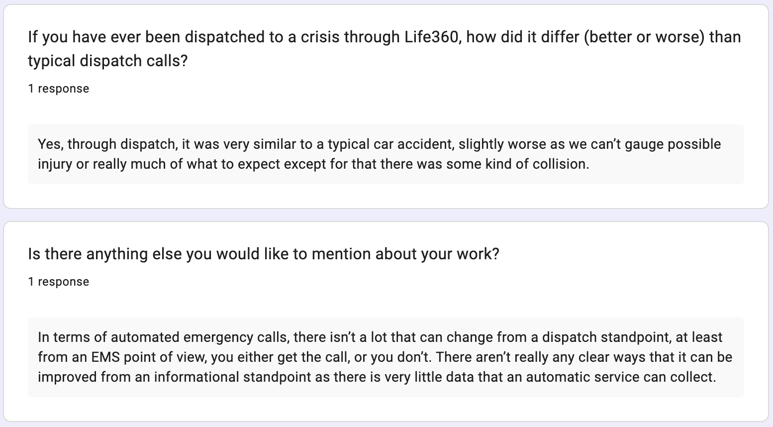 response from first responder long answer